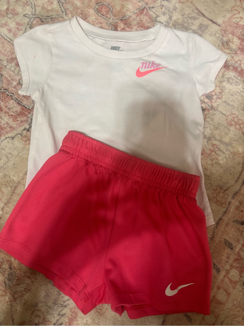 Nike White Tee with Neon Pink Swoosh